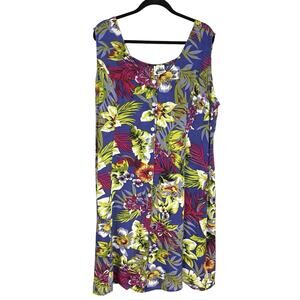 Vintage Metropolitan Sun Dress Womens‎ 3X Tropical Floral Sleeveless Button Up